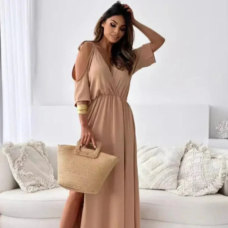 Robe longue élégante à épaules dénudées