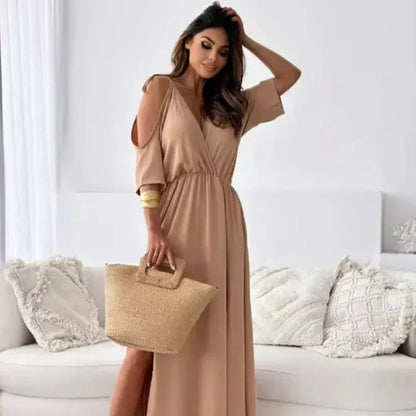 Robe longue élégante à épaules dénudées
