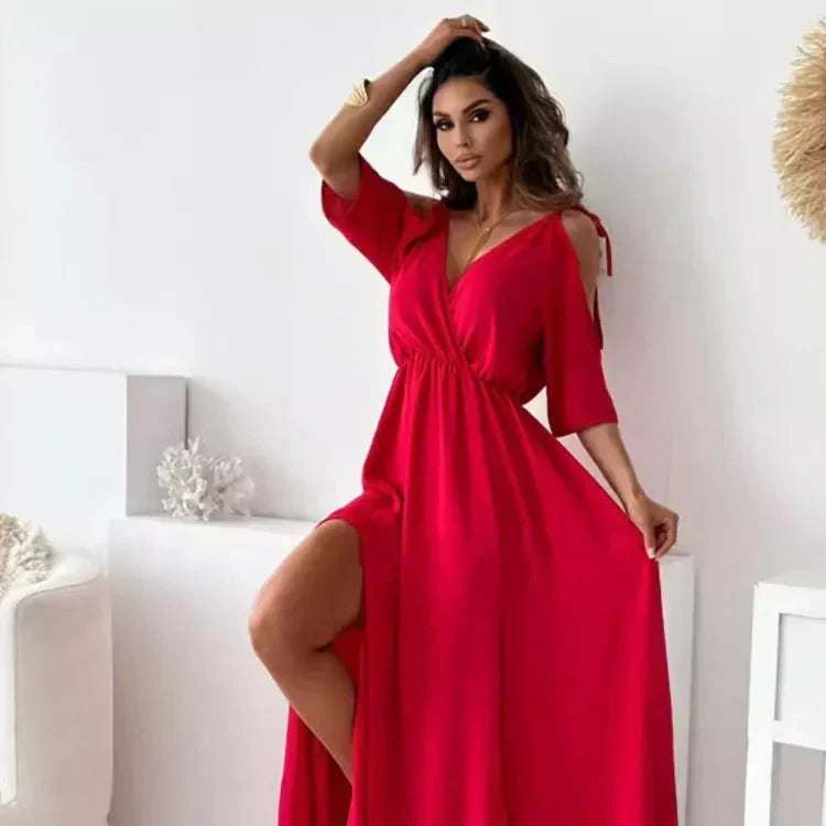 Robe longue élégante à épaules dénudées