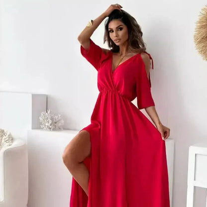 Robe longue élégante à épaules dénudées