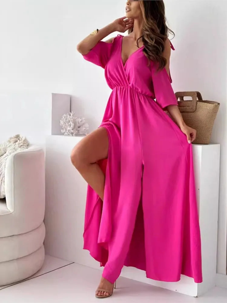 Robe longue élégante à épaules dénudées