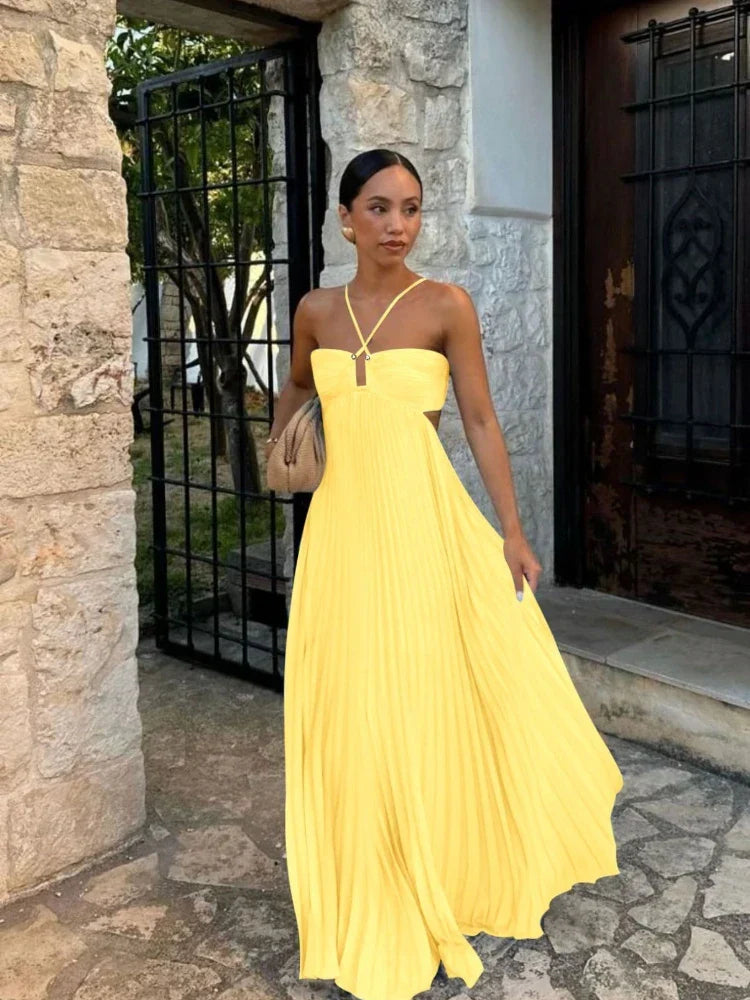 Robe longue plissée élégante pour toutes les occasions