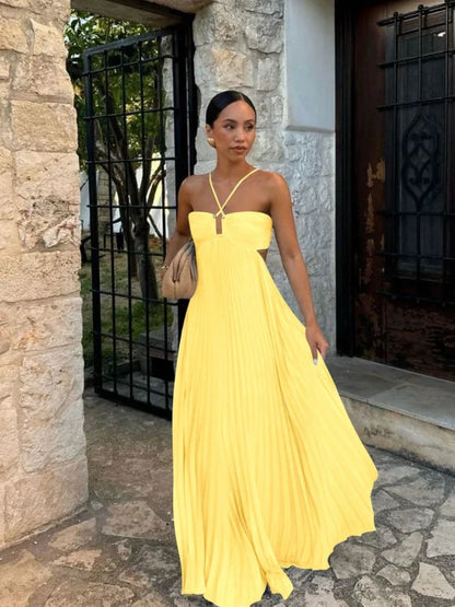 Robe longue plissée élégante pour toutes les occasions