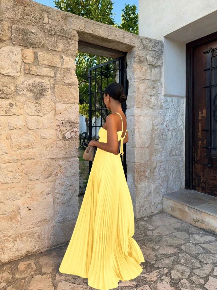 Robe longue plissée élégante pour toutes les occasions