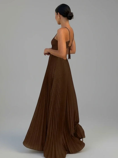 Robe longue plissée évasée pour femme