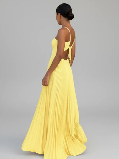 Robe longue plissée évasée pour femme