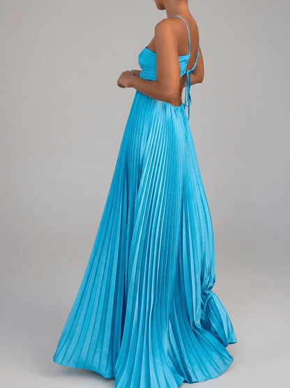 Robe longue plissée évasée pour femme