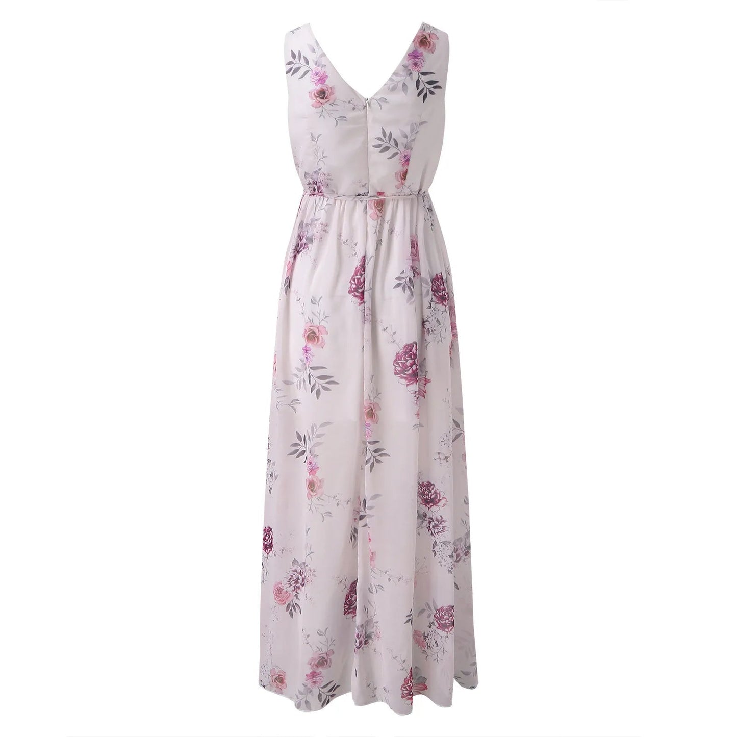 Robe longue portefeuille à fleurs à col en V pour femme