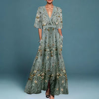 Robe longue portefeuille fleurie pour femme