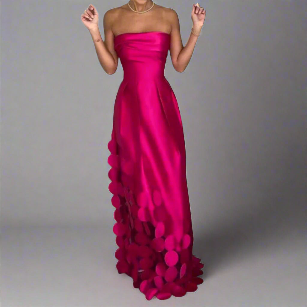 Robe longue sans bretelles pour femme