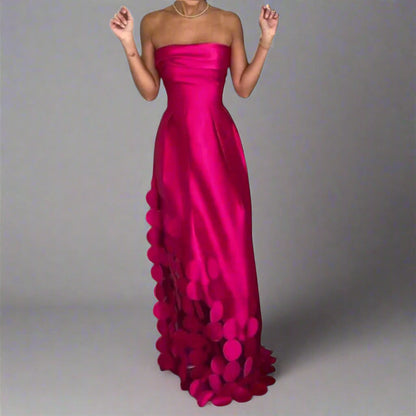 Robe longue sans bretelles pour femme