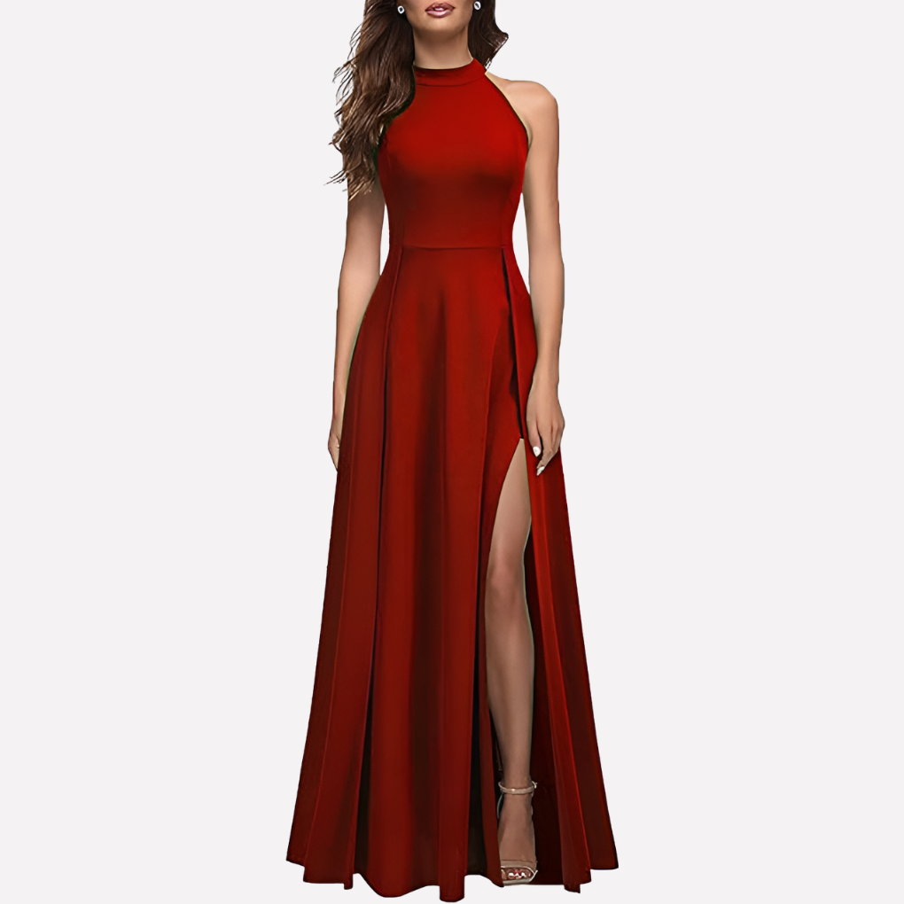Robe longue trapèze sans manches pour femme