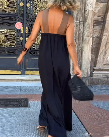 Robe longue trapèze sans manches pour femme