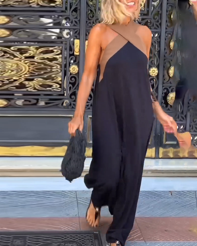 Robe longue trapèze sans manches pour femme