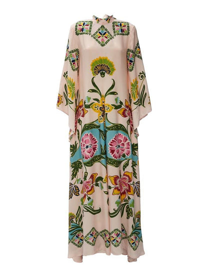 Robe maxi à manches longues à fleurs pour femme