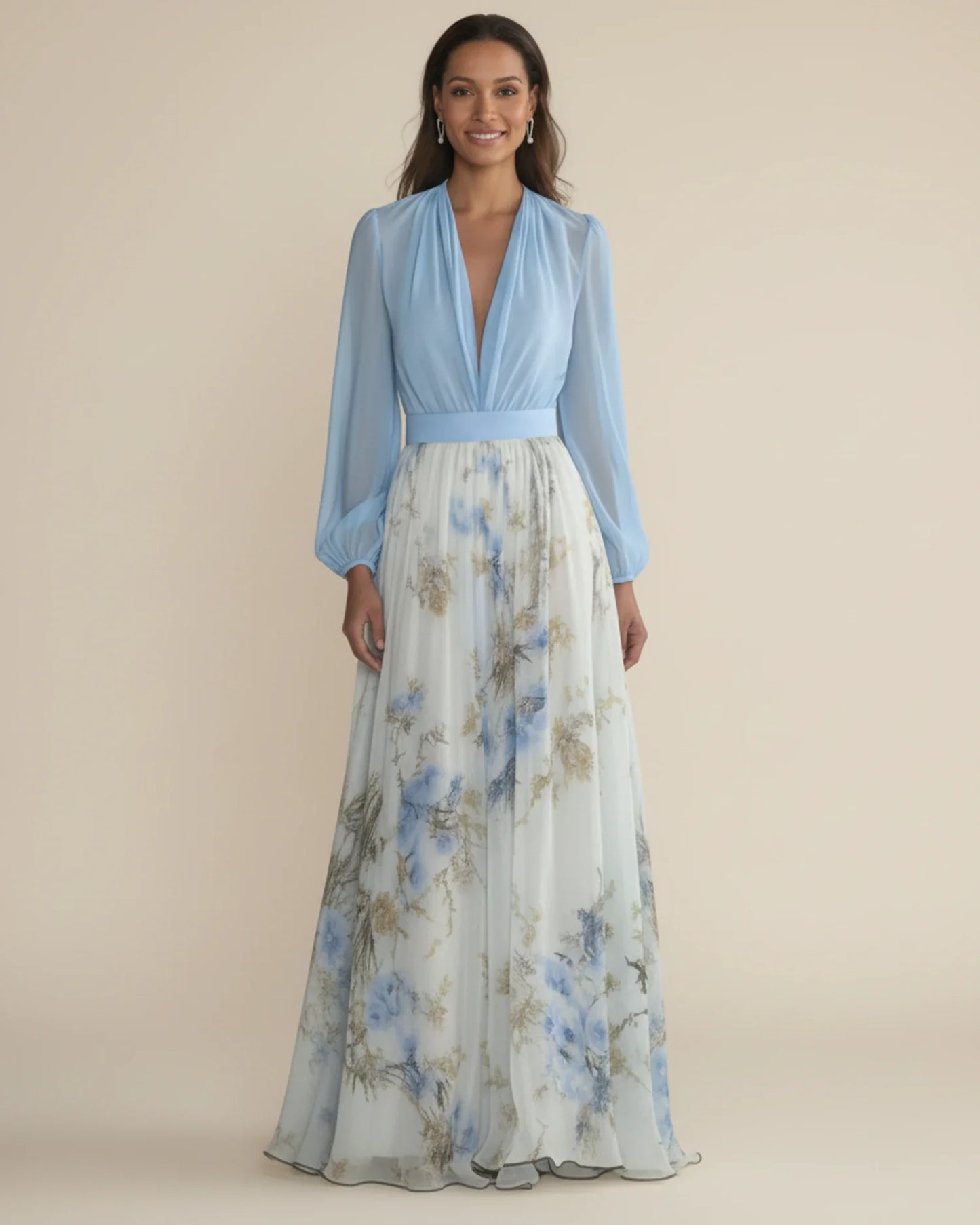 Robe maxi évasée à fleurs femme
