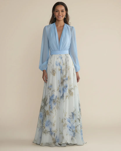Robe maxi évasée à fleurs femme