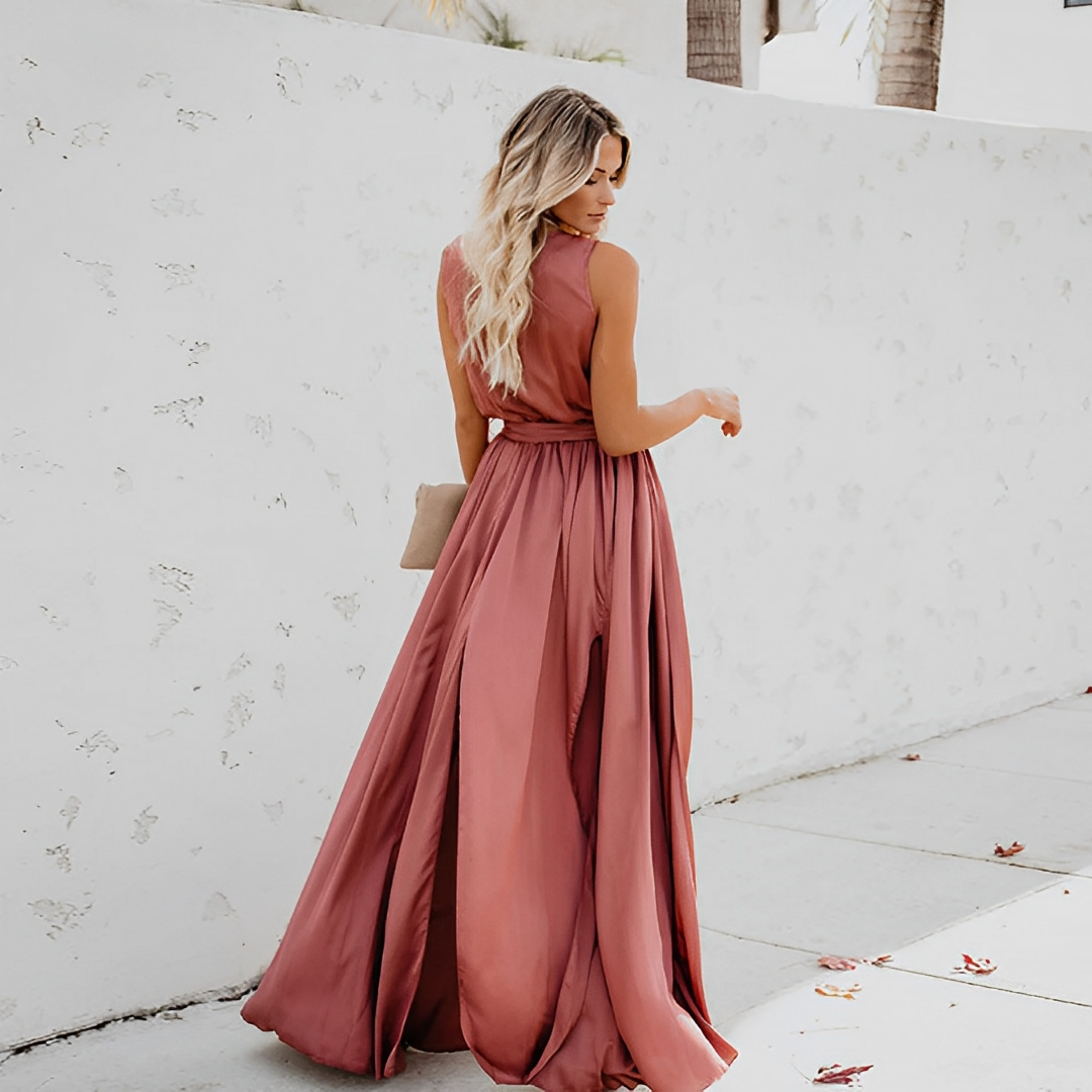 Robe maxi évasée sans manches femme