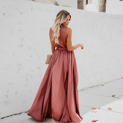 Robe maxi évasée sans manches femme