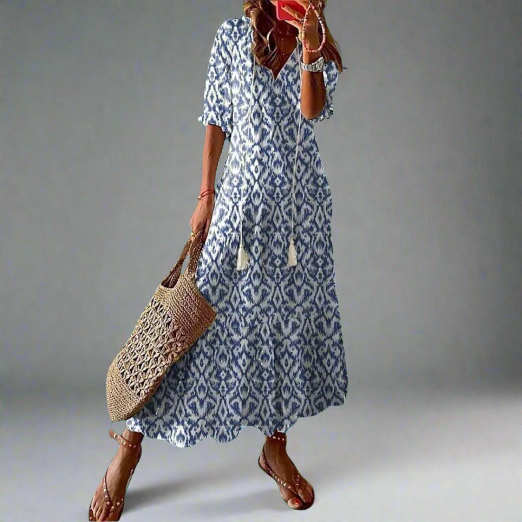 Robe maxi trapèze à fleurs pour femme