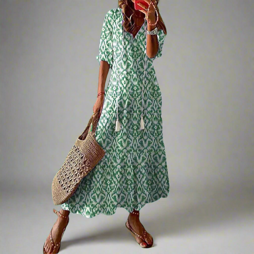 Robe maxi trapèze à fleurs pour femme