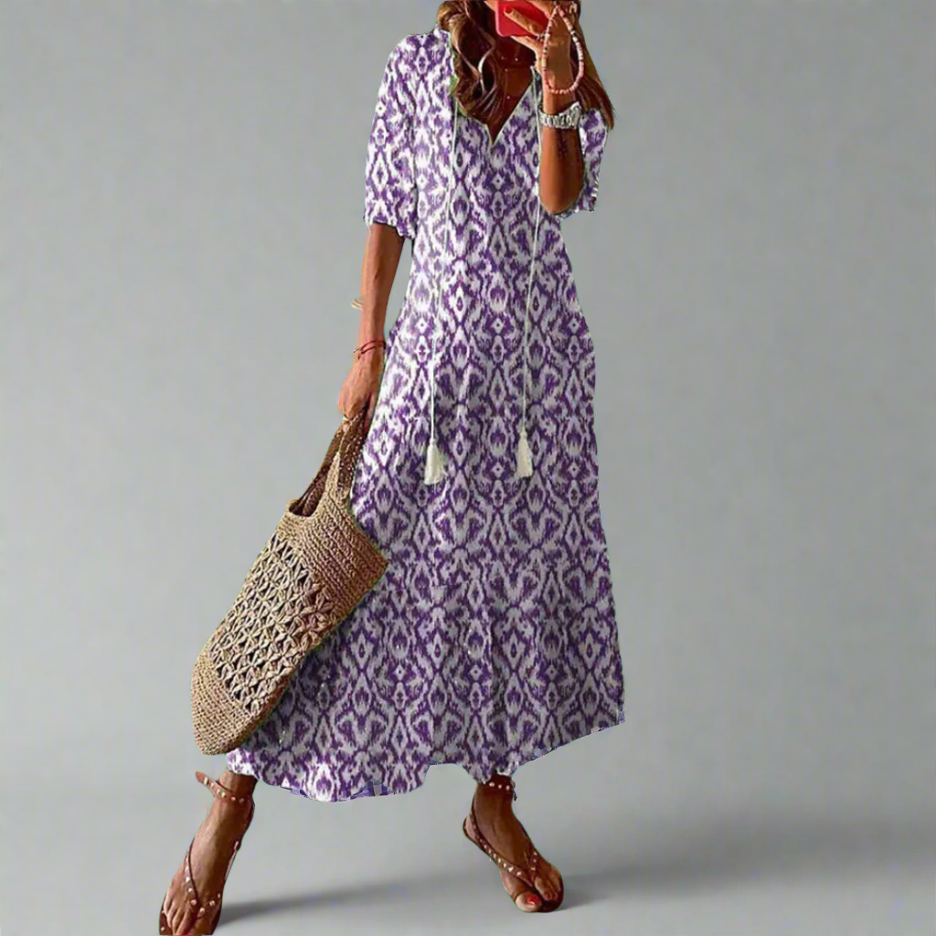 Robe maxi trapèze à fleurs pour femme