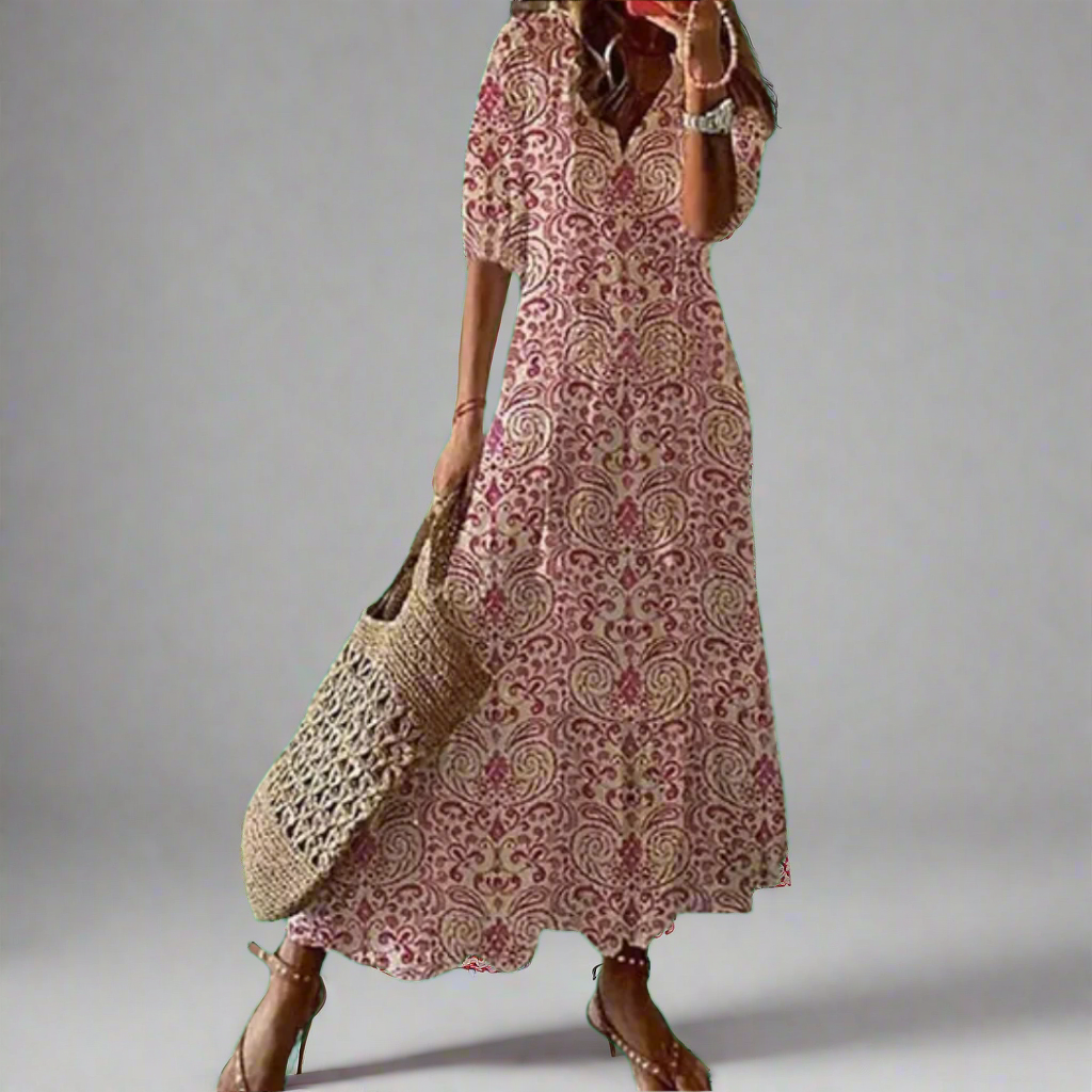 Robe maxi trapèze à fleurs pour femme