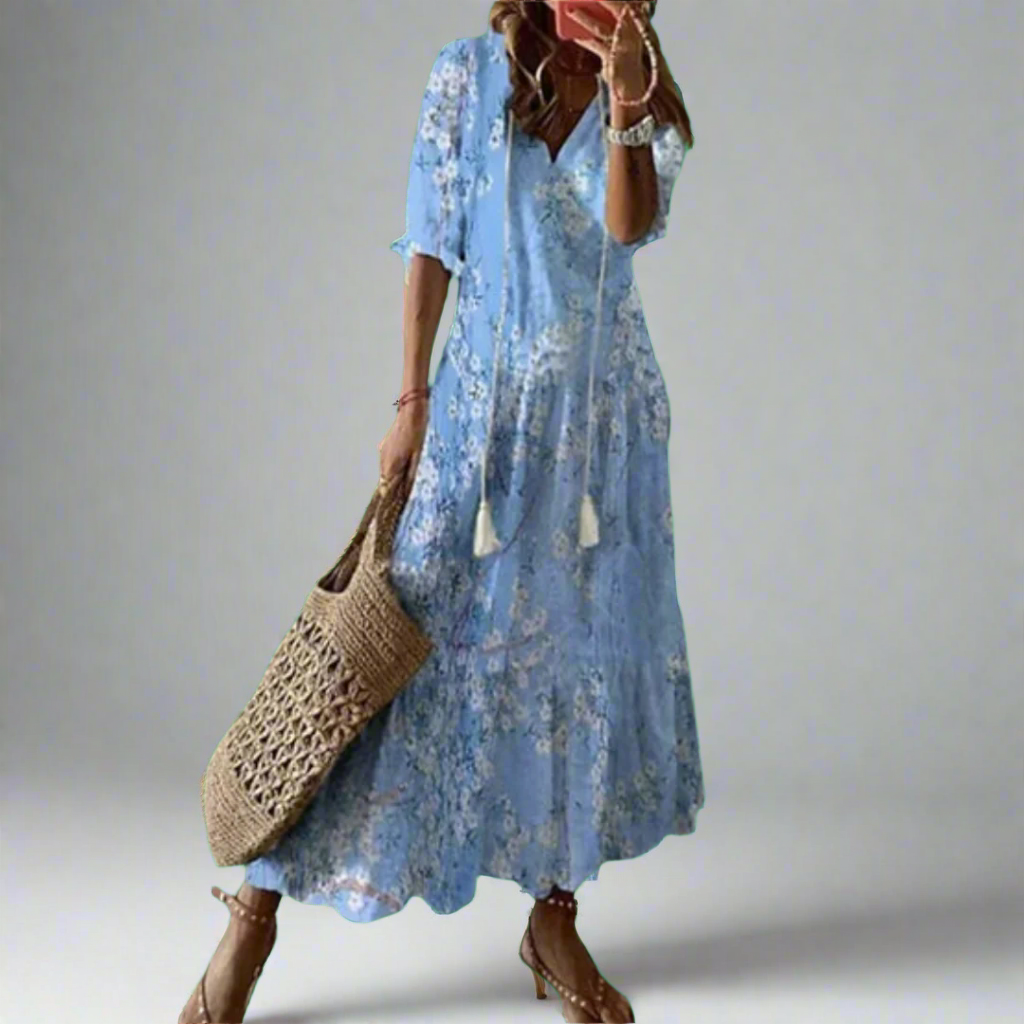 Robe maxi trapèze à fleurs pour femme