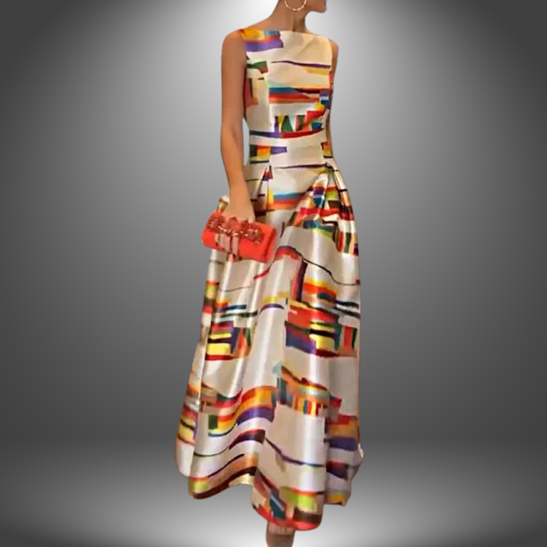 Robe maxi trapèze sans manches pour femme