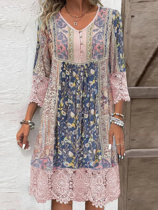 Robe midi à col en V pour femme