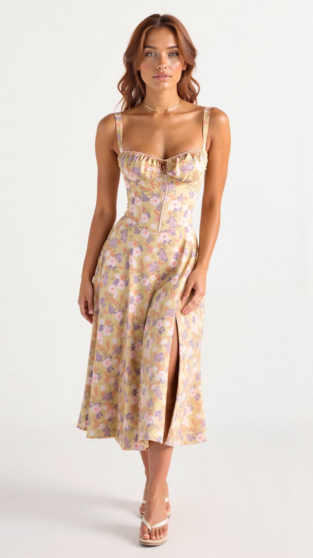 Robe midi à corset – style élégant et flatteur pour la silhouette