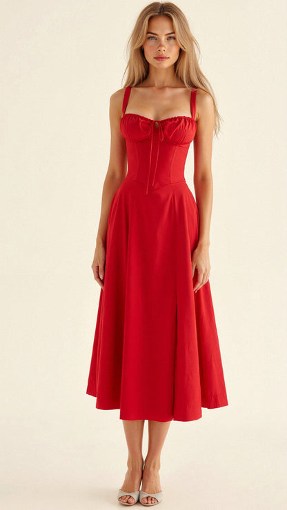 Robe midi à corset – style élégant et flatteur pour la silhouette