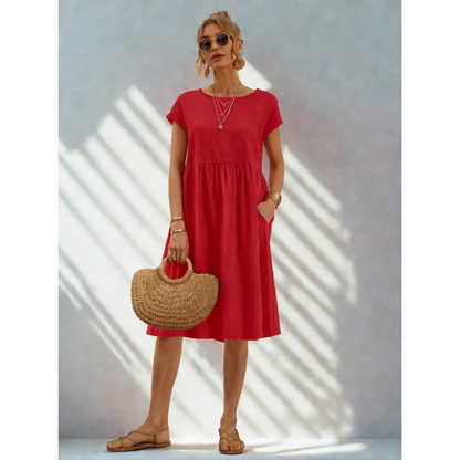 Robe midi à coupe trapèze décontractée pour femme