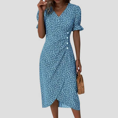 Robe midi à imprimé botanique pour femme