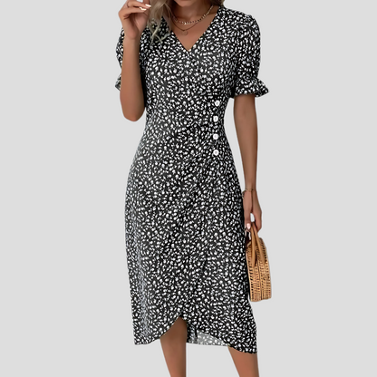 Robe midi à imprimé botanique pour femme