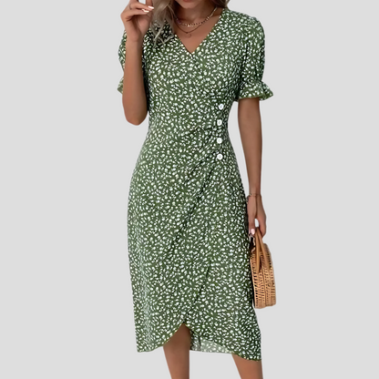 Robe midi à imprimé botanique pour femme