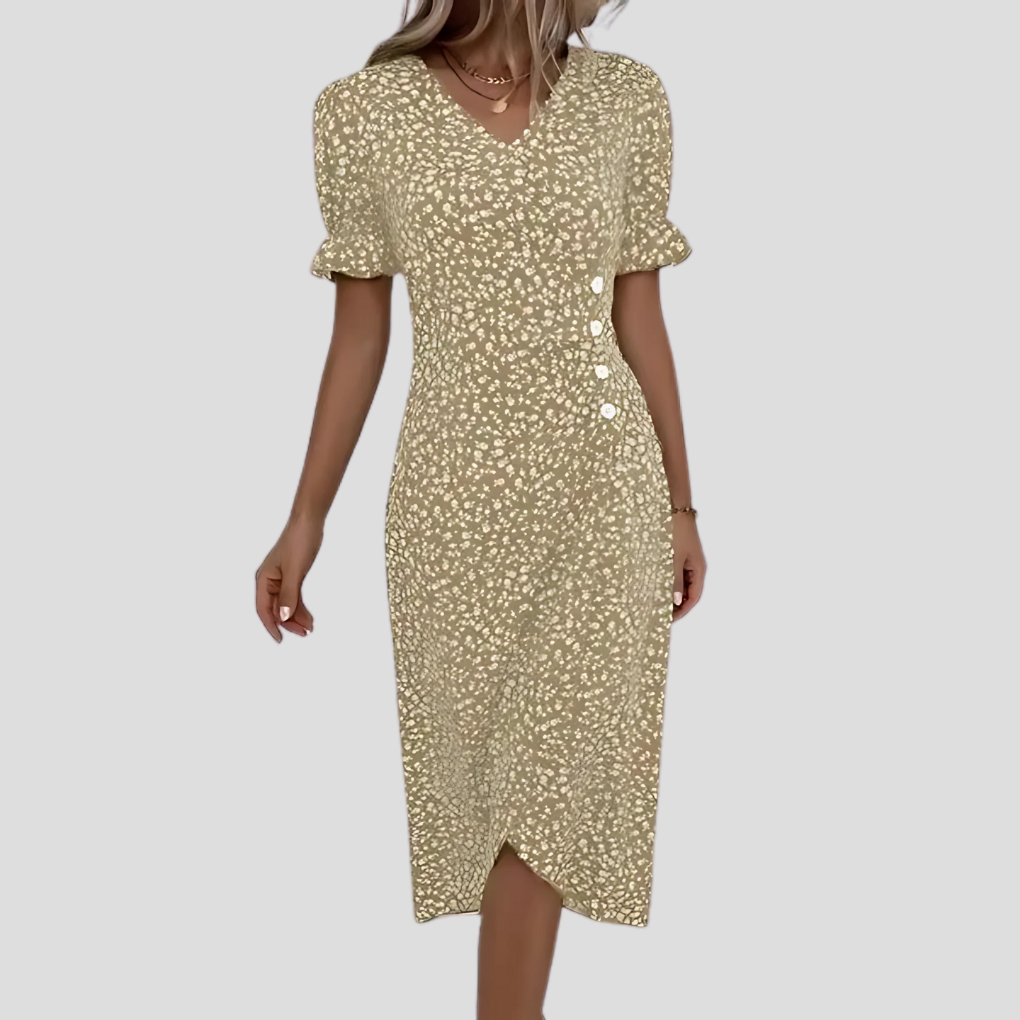 Robe midi à imprimé botanique pour femme