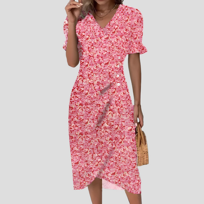 Robe midi à imprimé botanique pour femme