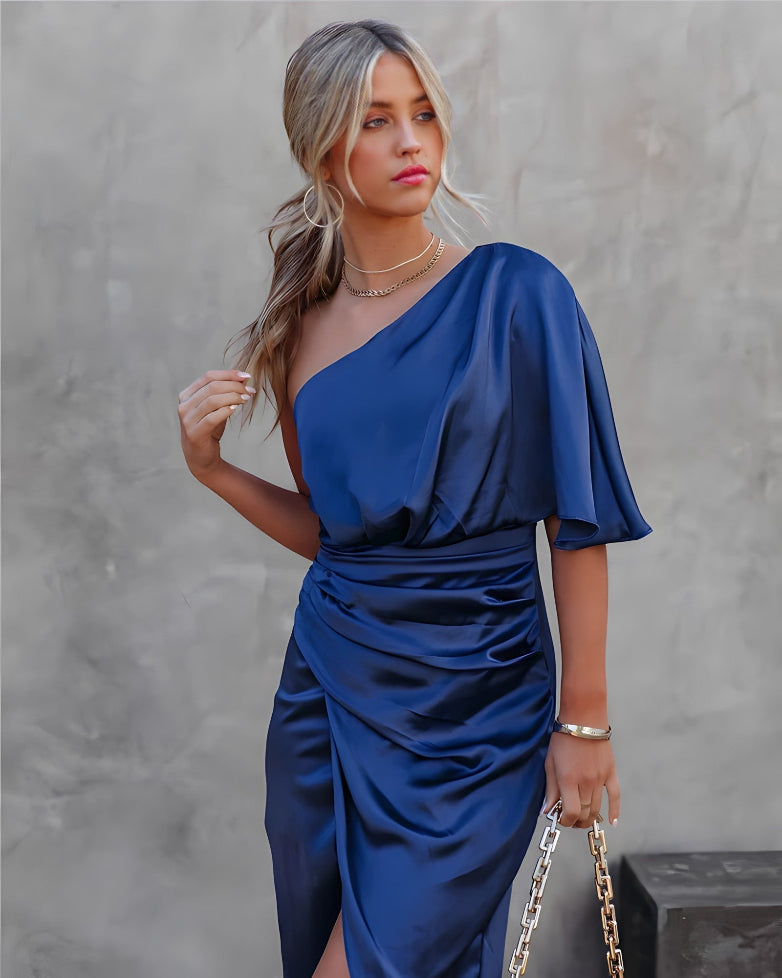 Robe midi à une épaule pour femme