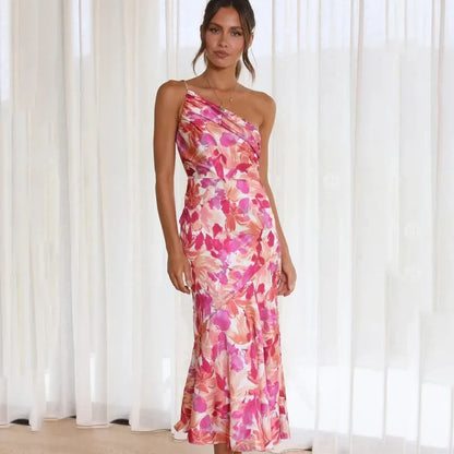 Robe midi asymétrique fleurie élégante pour toutes les occasions