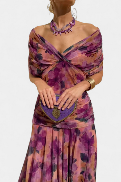 Robe midi cache-cœur à col en V pour femme