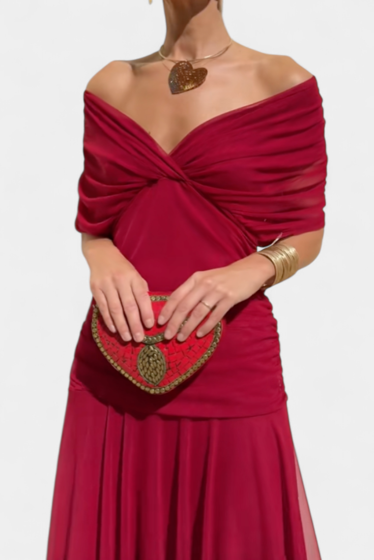 Robe midi cache-cœur à col en V pour femme
