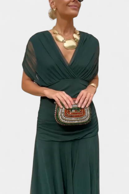 Robe midi cache-cœur à col en V pour femme