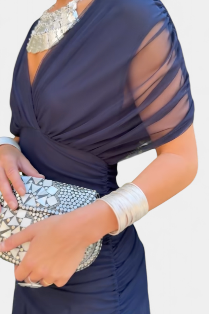 Robe midi cache-cœur à col en V pour femme