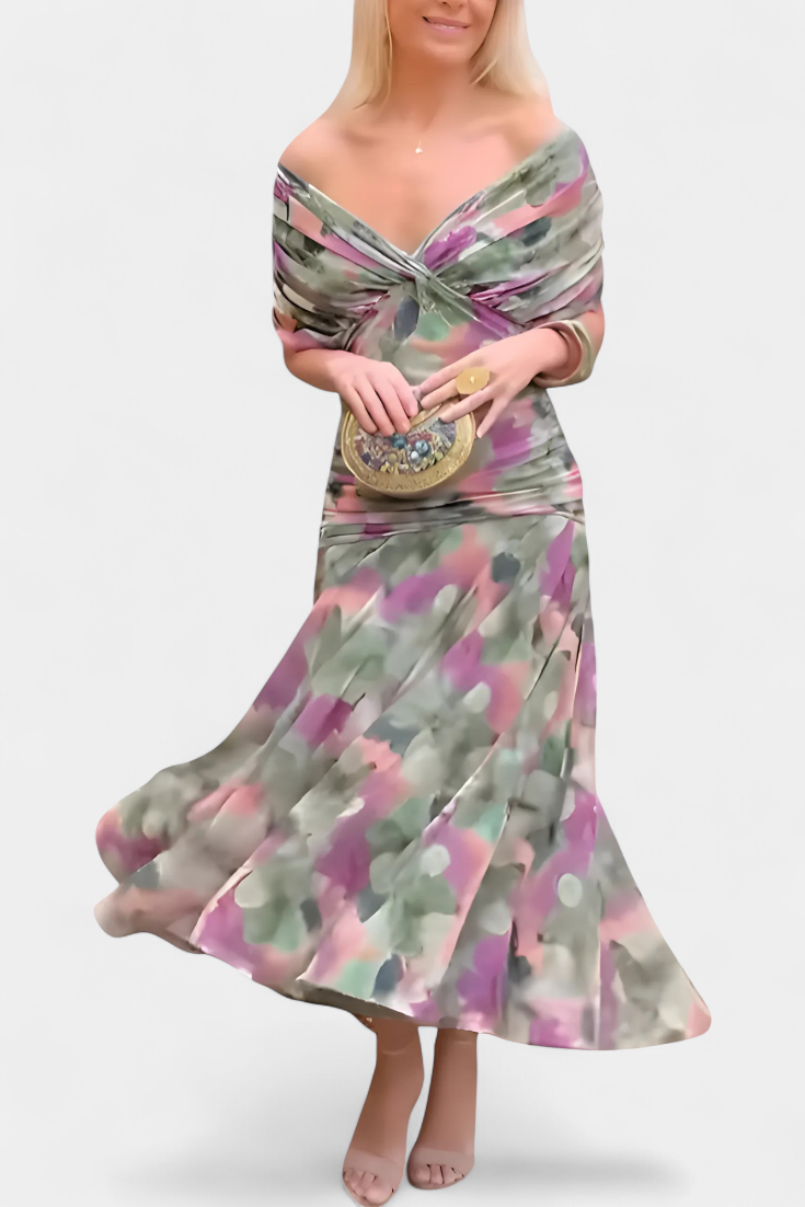 Robe midi cache-cœur à col en V pour femme