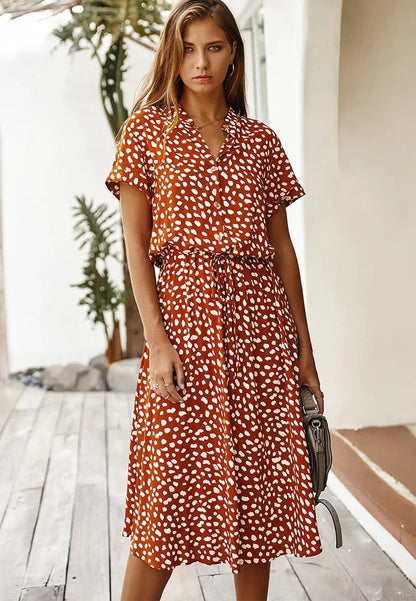 Robe midi d’été imprimée, légère et confortable