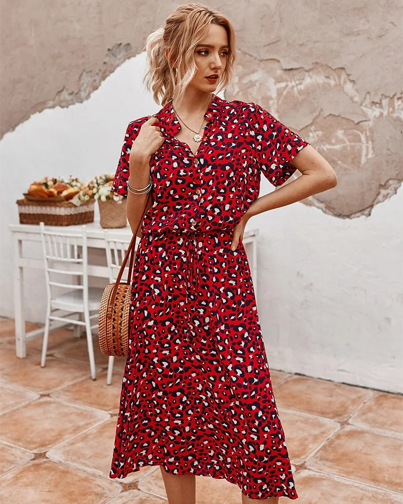 Robe midi d’été imprimée, légère et confortable