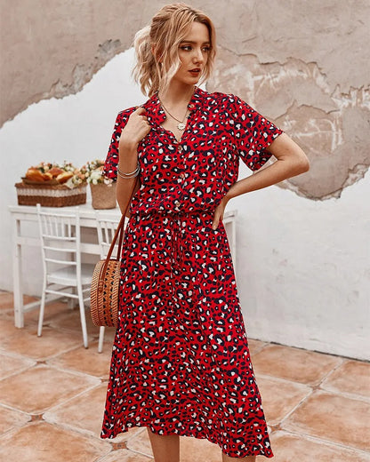Robe midi d’été imprimée, légère et confortable