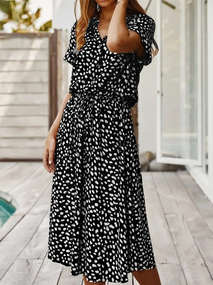 Robe midi d’été imprimée, légère et confortable
