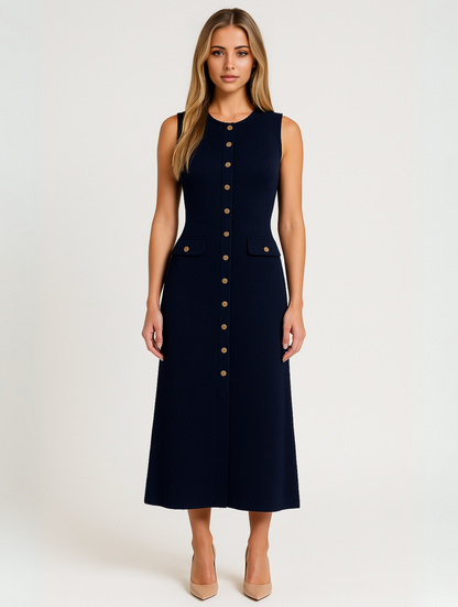 Robe midi élégante à boutons